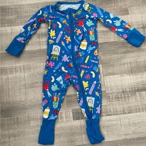 Little Sleepies Blue Art-Themed Kids Footie